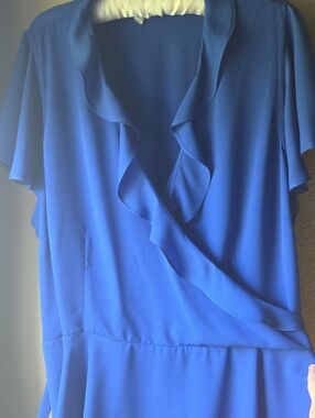 City Chic Royal Blue Ruffle Wrap Blouse